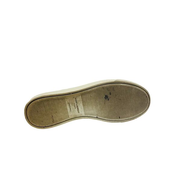 SAINT LAURENT White Leather ANDY Logo Low Top Lace Up Sneakers 37.5. US 7.5 - Picture 9 of 12